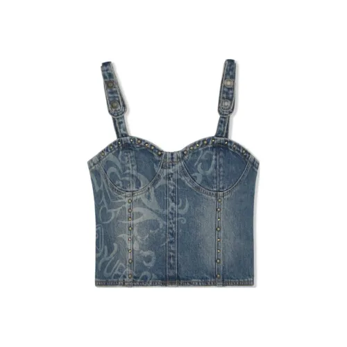 GUESS YUEQI QI Co Брендированная Модель Синяя Женская Майка