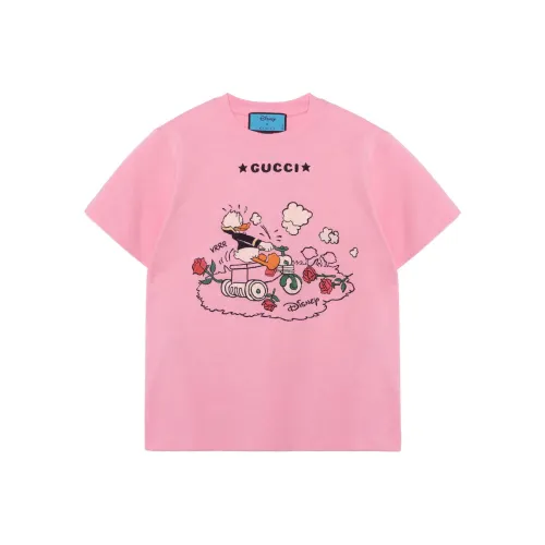 GUCCI X Disney Рукав с оборотом T-рубашка Женская Розовая