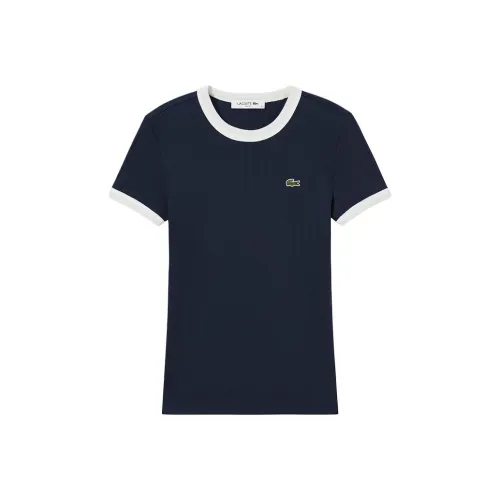 LACOSTE Collaboration Стандартная T-рубашка Женская Темно-синий Белый