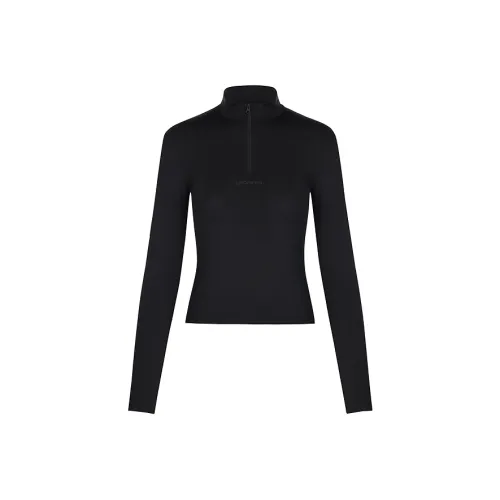 UPON PRO Водолазка с открытым воротником с офсетной печатью логотипа длинный рукав рубашка женская