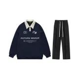 Комплект (Темно-синий топ + черные штаны)