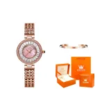 Стальной браслет, розовое золото, розовый циферблат, коробка, ограниченная серия