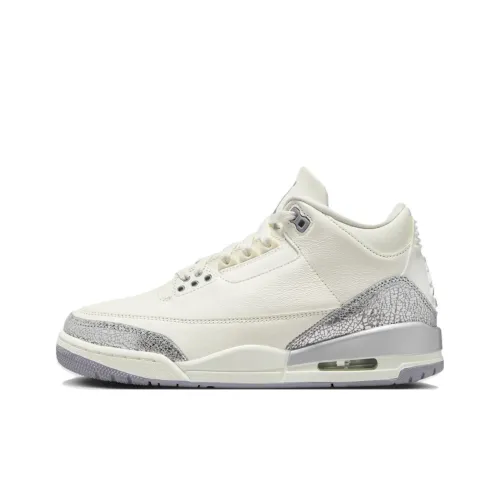 Jordan Air Джордан 3 Нижняя юбка Устойчивая к истиранию MID Топ Винтажные баскетбольные кроссовки Женские Белые Серые