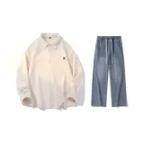 Set (Apricot Shirt + Vintage Blue Jeans)  
Комплект (Абрикосовая рубашка + винтажные синие джинсы)
