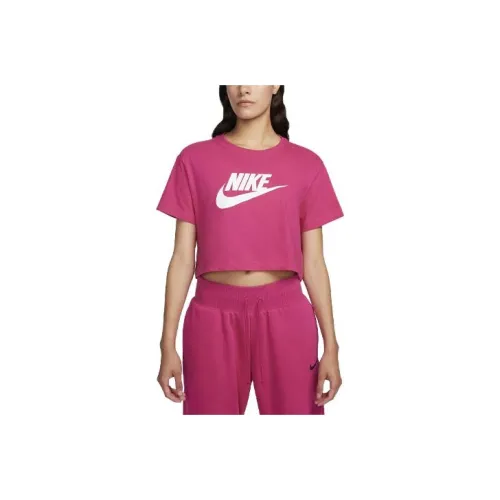 nike Sportswear Essentials series Т-рубашка с рукавом-трубкой Женская Темно-розовая