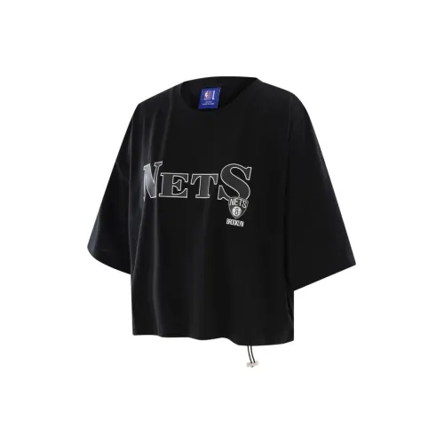 NBA Brooklyn Nets Рукав с спущенным плечом T-рубашка Женская Черная