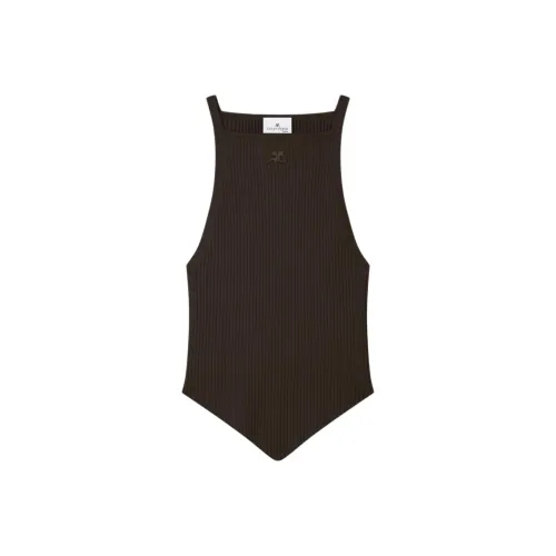 COURREGES SS24 Рيب KNIT POINTY Майка Майка Женская Грязно-коричневый Грязно-коричневый