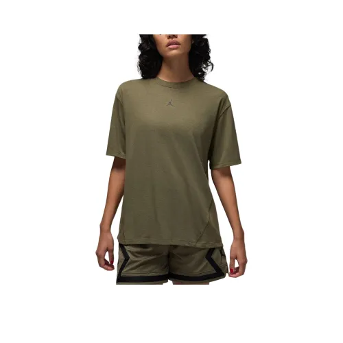 Jordan Sport Рукав с оборванным плечом T-рубашка Женская Средний оливковый