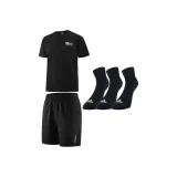 Черная рубашка с короткими рукавами + черные шорты + черные спортивные повседневные носки, упаковка из 3 пар
