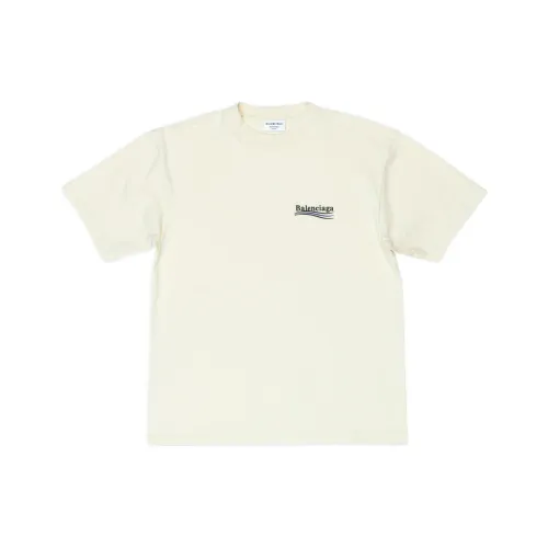 Balenciaga Political Campaign Рукав с спущенным плечом T-рубашка Женская Бежевая Свободного кроя