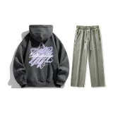 Комплект одежды (Темно-серый свитшот + грязно-желтые джинсы с эффектом вымытого)