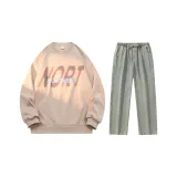 Комплект (Розовый топ + Желтые джинсы с эффектом грязи)