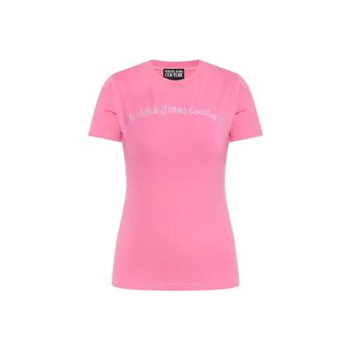 VERSACE JEANS COUTURE SS25 Стандартная T-рубашка Женская Розовая