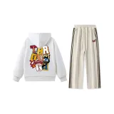 Белый свитшот + хаки штаны D619