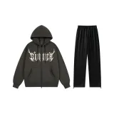 Комплект (Темно-умбровый топ + черные штаны)