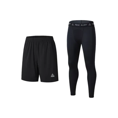 PEAK Черные шорты + плотные фитнес-штаны, мужской комплект для фитнеса