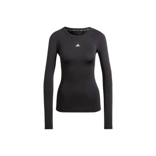 Adidas Рукав реглан T-рубашка Женская Черная