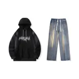 Set (Black Top + Nostalgic Blue Jeans)  
Комплект (Черный топ + Ностальгические синие джинсы)