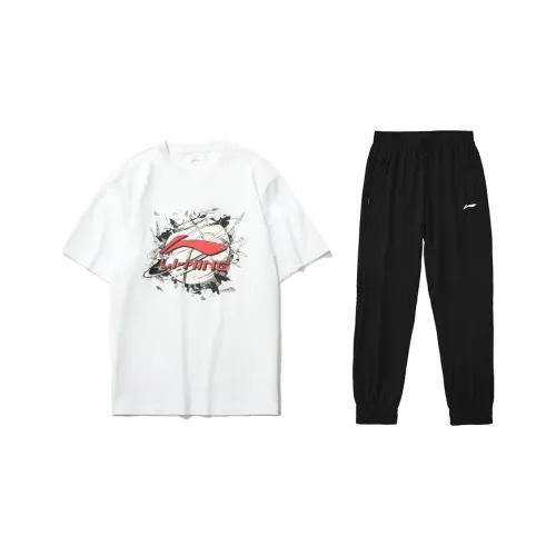 LINING Одежда Комплекты Стандартный Белый+Черный Мужская Повседневная Спортивная Одежда