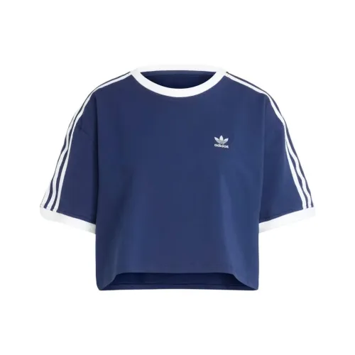 Adidas Adicolor3 Полосы Рукав с оборванным плечом T-рубашка Женская Полуночный индиго
