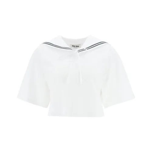 MIU MIU SS23 КРОП ТОП Женский Белый