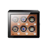 6 отделений для часов - черная внешняя сторона, коричневая внутренняя одежда