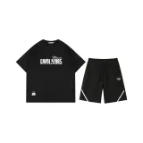 Черная рубашка с короткими рукавами+черные шорты