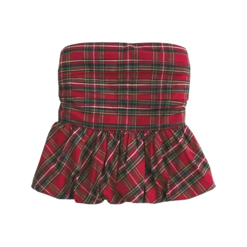 Hollister T-Shirt Женская Красная Клетка