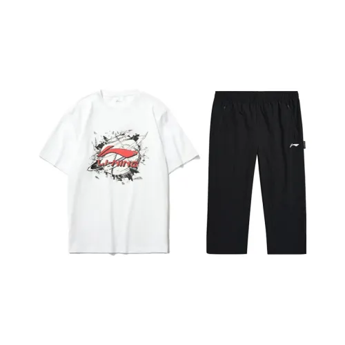 LINING Одежда Комплекты Стандартный Белый+Черный Мужская Повседневная Спортивная Одежда