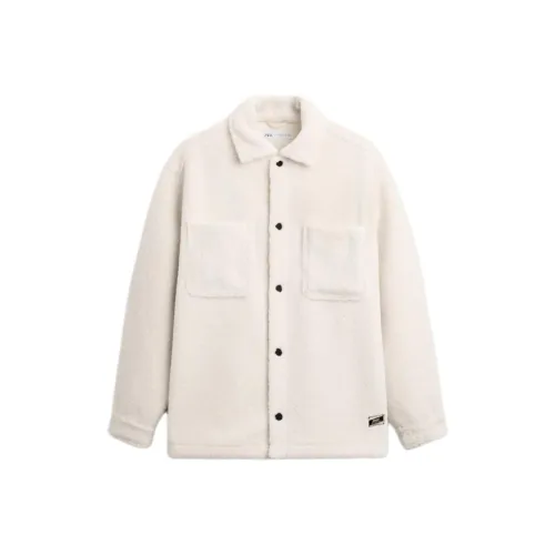 ZARA Куртки и Пальто Мужской Естественный Белый