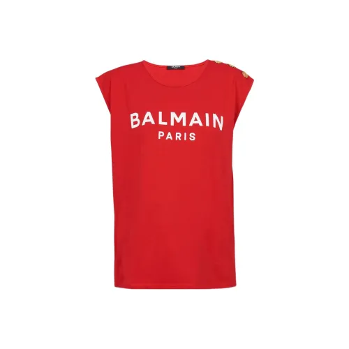 BALMAIN SS22 T-Shirt Женская Красная
