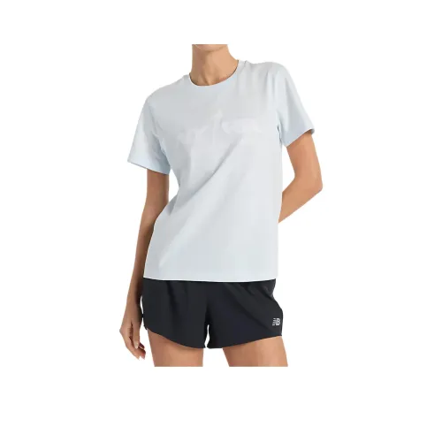 New Balance Run For Life Стандартная футболка женская синяя