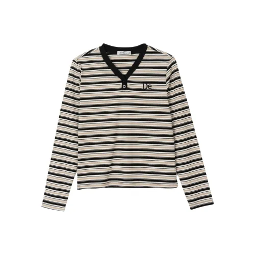 FAWENXIANGZI T-рубашка Женская Черно-белые полосы