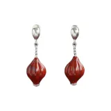 Серебряный + Красное дерево, окаменелость, 1 пара