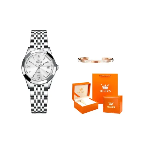 OLEVS Кварцевый механизм Часы Женские Белый циферблат
