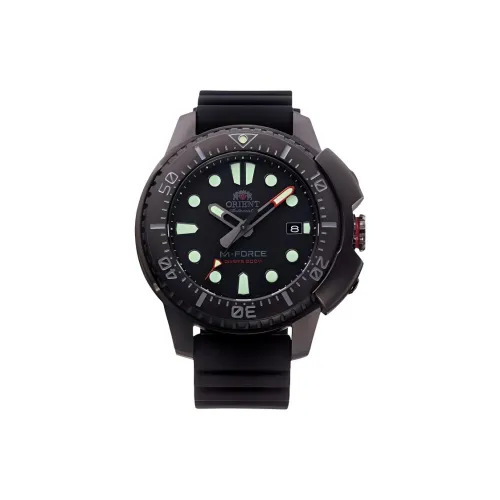 ORIENT Автоматический Ручной Механизм Механические Часы Силиконовый Ремешок 52 мм Мужские Часы Черный Циферблат