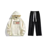 Комплект одежды (Абрикосовый свитшот + Черные джинсы с эффектом вымытого)