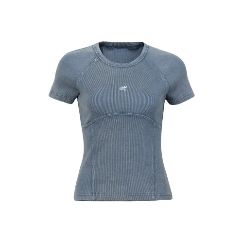 Guuka Hero Реглан-рукав Т-рубашка Женская Джинсово-синий