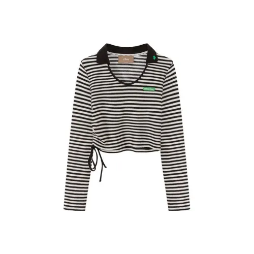 CHUU Черно-белые полосы Женские короткие топы