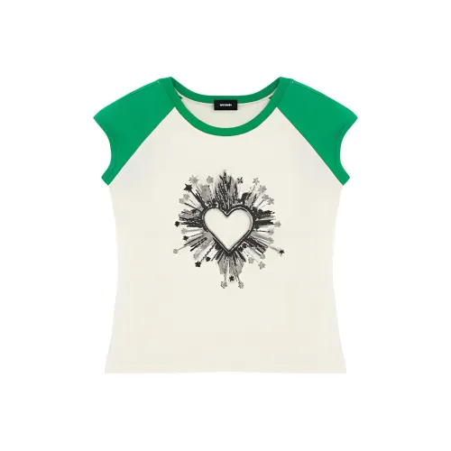 WE11DONE SS22 Реглан рукав T-рубашка Женская Зеленая