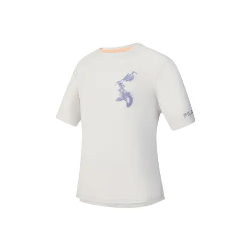 FILA Велоспорт SS25 Рукав с оборкой T-рубашка Женская Светлый Mist Серый GY