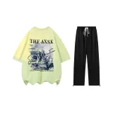 Комплект (лимонно-желтый топ+черные брюки)