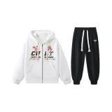 Белый свитшот + черные штаны