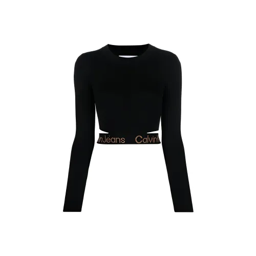 CK Calvin Klein FW22 Длинный рукав Т-рубашка Женская Черная