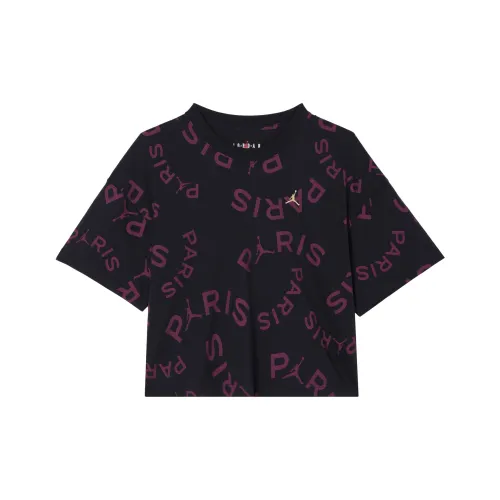 Джордан x BALISHENGRIERMANZUQIUJULEBU Рукав с оборотом T-рубашка Женская Черная