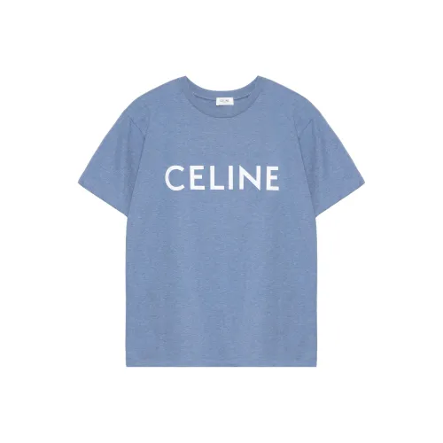 CELINE SS22 Рукав с оборванным плечом T-рубашка Женская Синяя