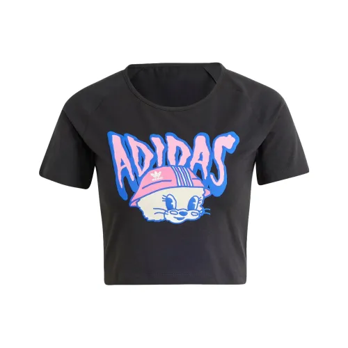 Adidas Originals Рукав реглан T-рубашка Женская Черная