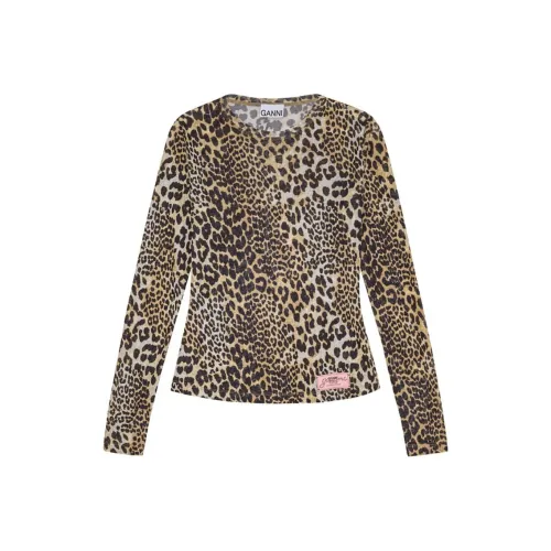 GANNI T-рубашка женская с леопардовым принтом