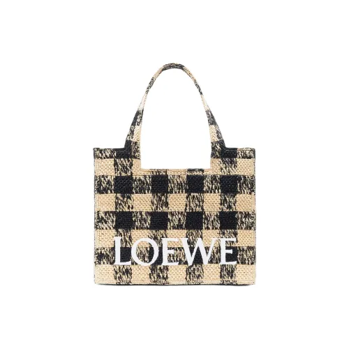 LOEWE Рафия Тоут Сумка Сумка для покупок Сумка на плечо Большая Женская Натуральный и Черный