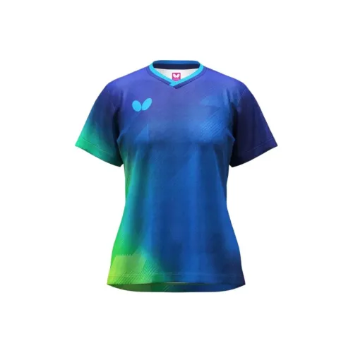 Женские рубашки с принтом бабочки, синий цвет